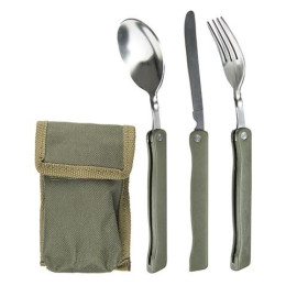 Набір приладів MIL-TEC ложка, вилка, ніж у чохлі Olive (14626000)