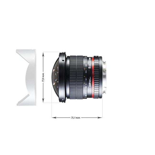 Объектив Walimex Pro 8mm f/3.5 Fish eye II (Samyang 8/3.5 UMC CS II) для камер Canon EF