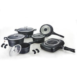 Кастрюли в наборе 15 предметов Royalty Line RL-ES1015M Black