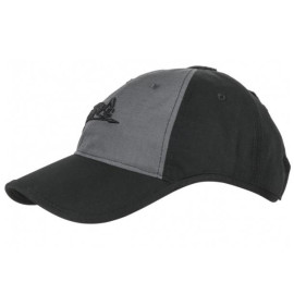Бейсболка HELIKON-TEX Logo PolyCotton Ripstop Чорний / Тінь Сірий (CZ-LGC-PR-0135B)