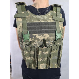 Плитоноска з швидким скидом та підсумки під АК, 3шт Піксель