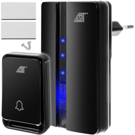 Бездротовий дверний дзвінок Malatec 150м 90дБ (Польща) Чорний