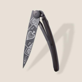 Нож складний з тату DEEJO 37G Ebony wood / Good Luck