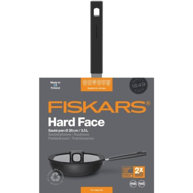 Сотейник FISKARS HARD FACE 28 см с крышкой (1052232)