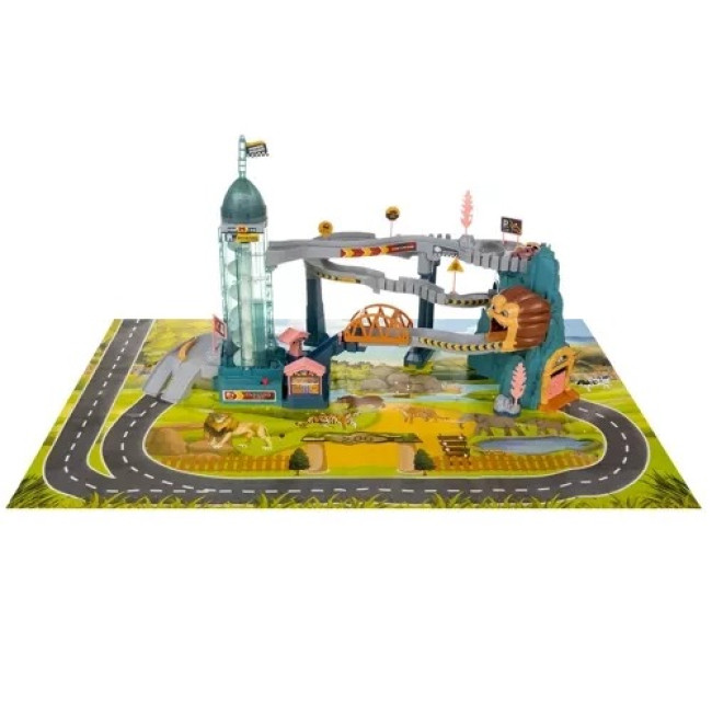 Гоночная трек-горка с машинками трасса с препятствиями Lion + 4 машинки Iso Trade 23130