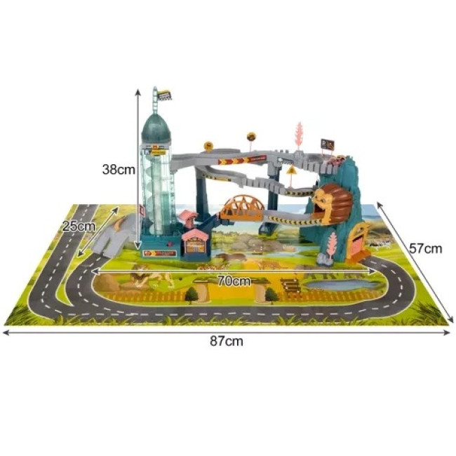 Гоночная трек-горка с машинками трасса с препятствиями Lion + 4 машинки Iso Trade 23130