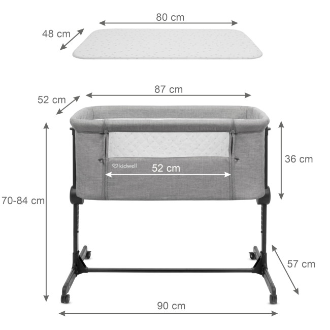 Приставная кроватка Kidwell Snuzzy Light Grey