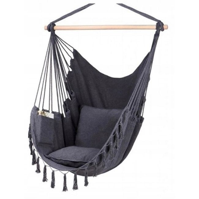 Подвесное кресло гамак бразильский BOHO 100см + 2 шт подушки Dark Grey