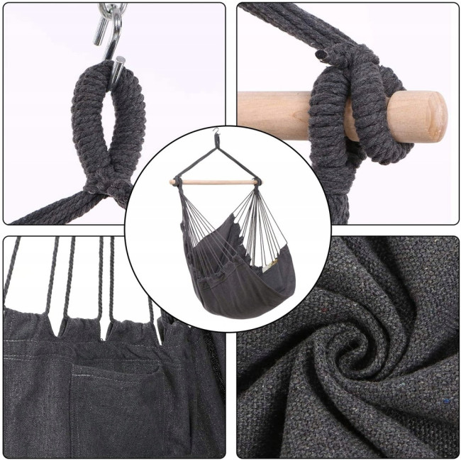 Подвесное кресло гамак бразильский BOHO 100см + 2 шт подушки Dark Grey