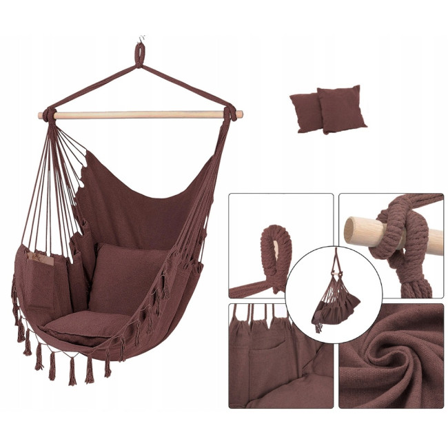Подвесное кресло гамак бразильский BOHO 100см + 2 шт подушки Burgundy