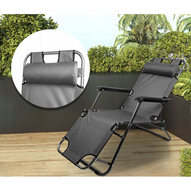 Кресло шезлонг MalTec - Sunwaal серый (Польша)