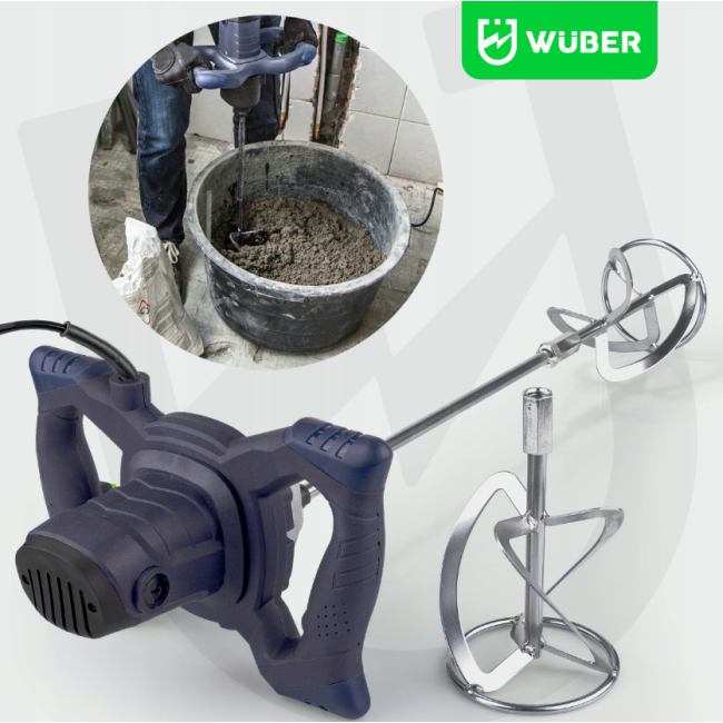 Міксер будівельний Wuber 2600Вт 120мм + 2 додаткові змішувачі (Польща)