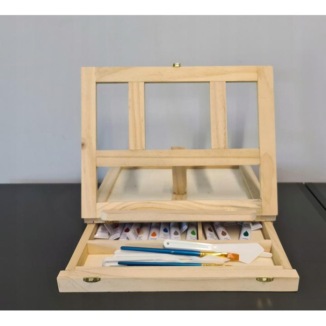 Подарочный художественный набор для рисунка с мольбертом Maaleo в чемодане (46 предметов)