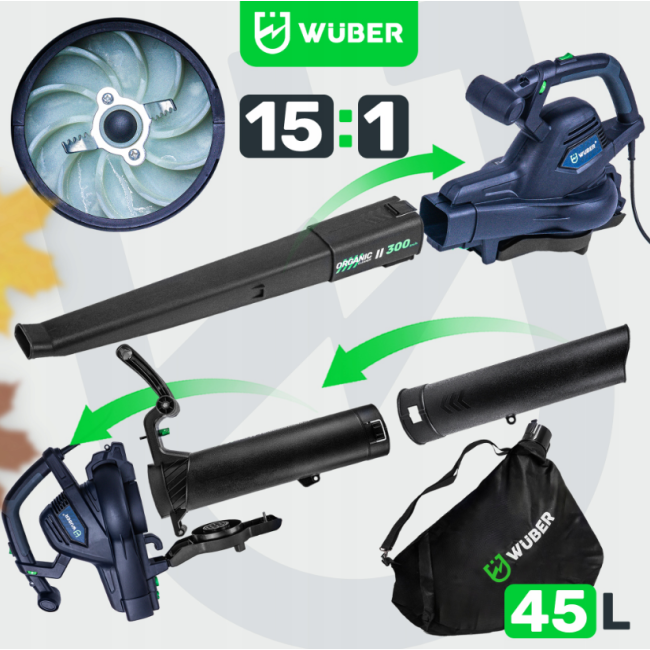 Садовий пилосос електричний Wuber 3000Вт 45л (Польща)