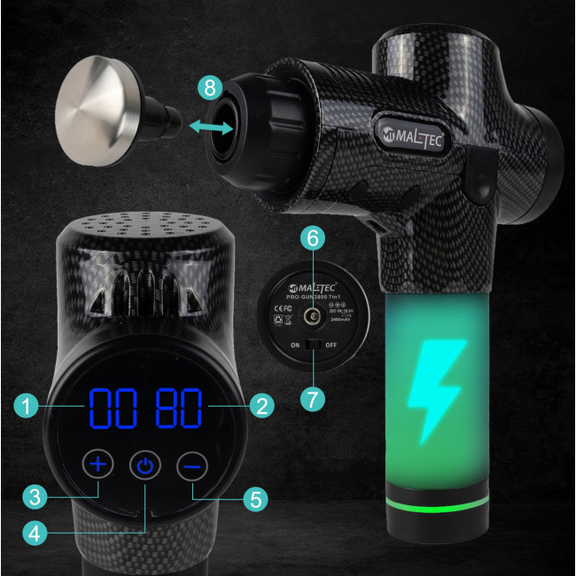 Перкуссионный массажер Maltec 7w1 с подогревом (Польша)