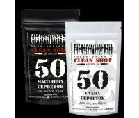 Набір для чистки зброї CLEAN SHOT Масляні серветки + Сухі серветки