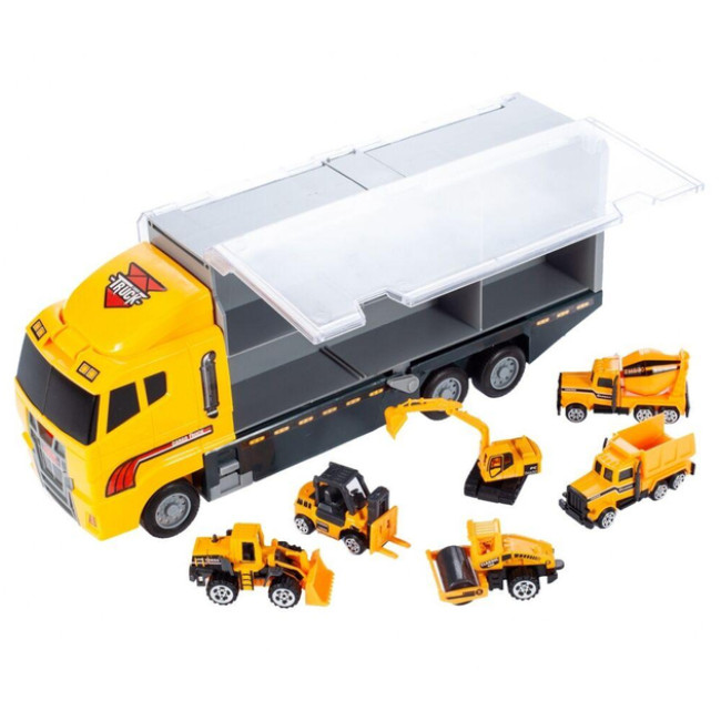 Іграшковий грузовик TIR Kruzzel комплект з 6 будівельними машинками