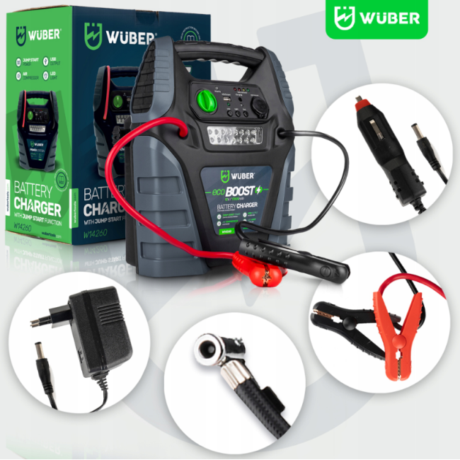 Пусковий пристрій (Бустер) з компресором 5в1 17Ач Wuber (Польща)