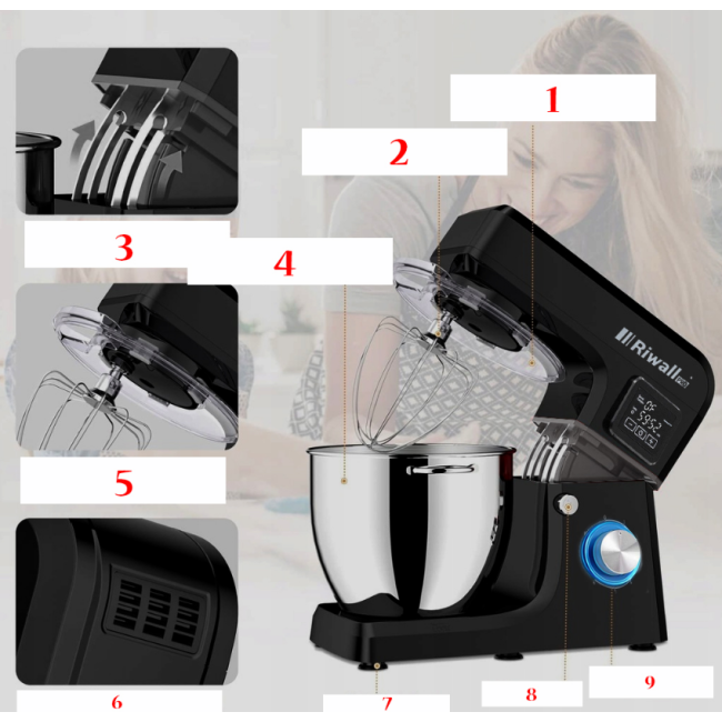 Тестомес миксер планетарный Riwall 8в1 4000Вт (Чехия)