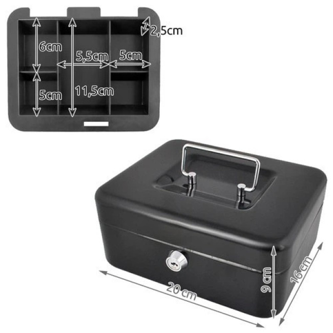 Велика металева касета для грошей Malatec 822 сейф каса - 20х16х9 см