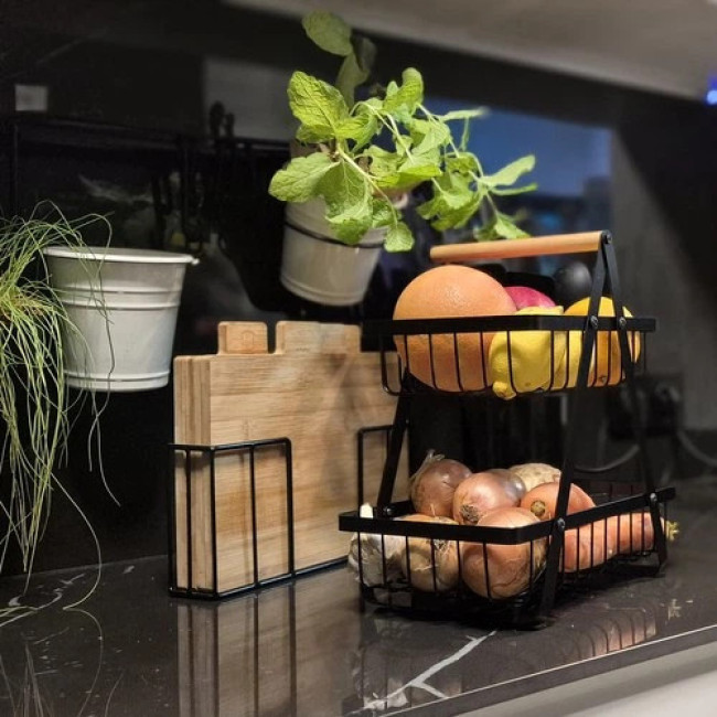 Бамбукова корзина для білизни Ruhhy 24269 на 100 л з двома відділеннями