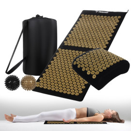 Массажный коврик акупунктурный для точечного массажа с подушкой Trizand + 2 массажных шарика (23375)