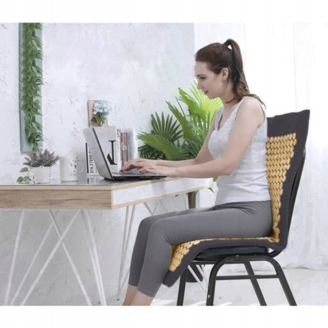 Массажный коврик акупунктурный для точечного массажа с подушкой Trizand + 2 массажных шарика (23375)