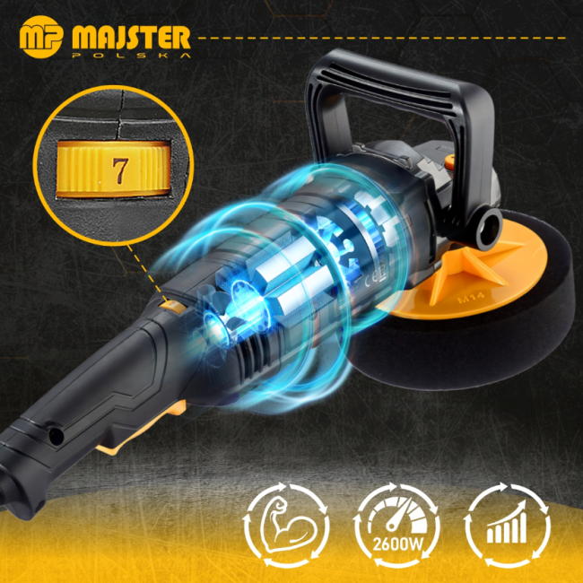 Полировочная машинка Majster Polska 2600Вт + 4xгубка + полировальная паста MENZERNA (Польша)