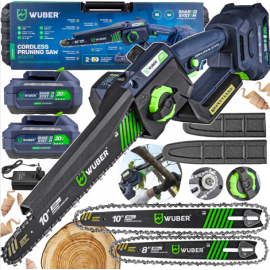 Акумуляторна пила ланцюгова + 2 акумулятори 2 Ач 20 В + 2 шини Wuber (Польща)