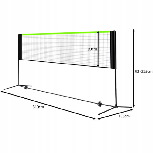 Сетка 3в1 для волейбола, бадминтона и тенниса Trizand переносная на каркасе, регулируемая высота (25