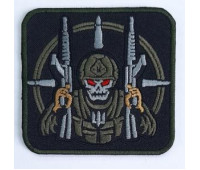 Шеврон PATCH ПАТРІОТЗСУ (Скелет з AR 15) \тк.чорна\нарукавна емблема (8859)