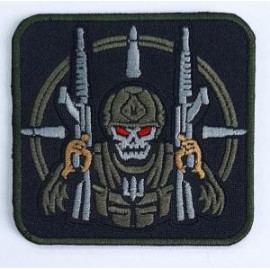 Шеврон PATCH ПАТРІОТЗСУ (Скелет з AR 15) \тк.чорна\нарукавна емблема (8859)