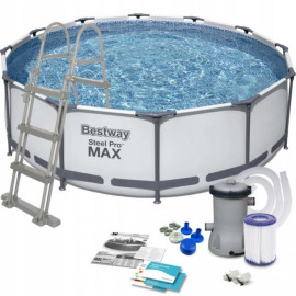 Каркасний басейн з драбиною та фільтром Bestway Steel Pro Max 366x100 см 56418/n