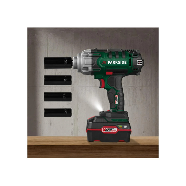 Акумуляторний ударний гайковерт Parkside PASSK 20-Li C4 400 Нм