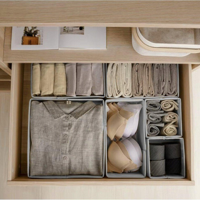 Комплект органайзерів Ruhhy 6 шт для зберігання речей та білизни Сірий (25764)