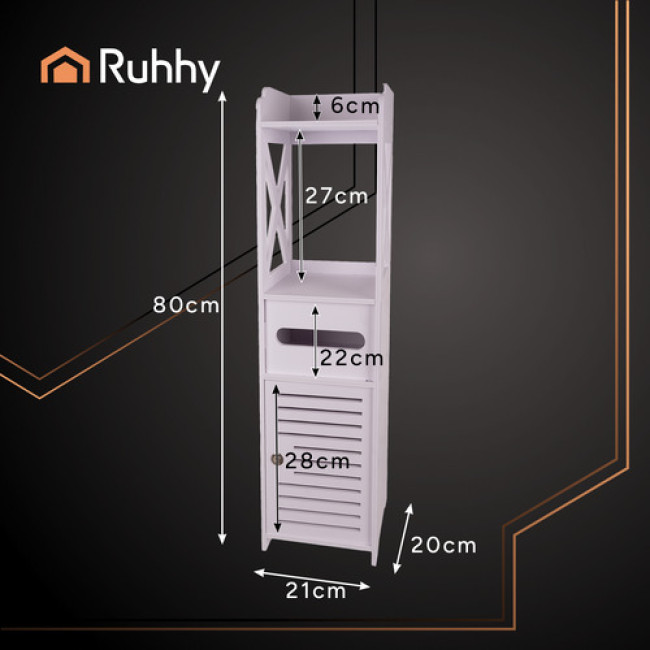 Окремостеїтельний шкаф для ванної кімнати колонная полка білого кольору Ruhhy 25763/n