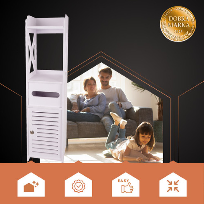 Окремостеїтельний шкаф для ванної кімнати колонная полка білого кольору Ruhhy 25763/n