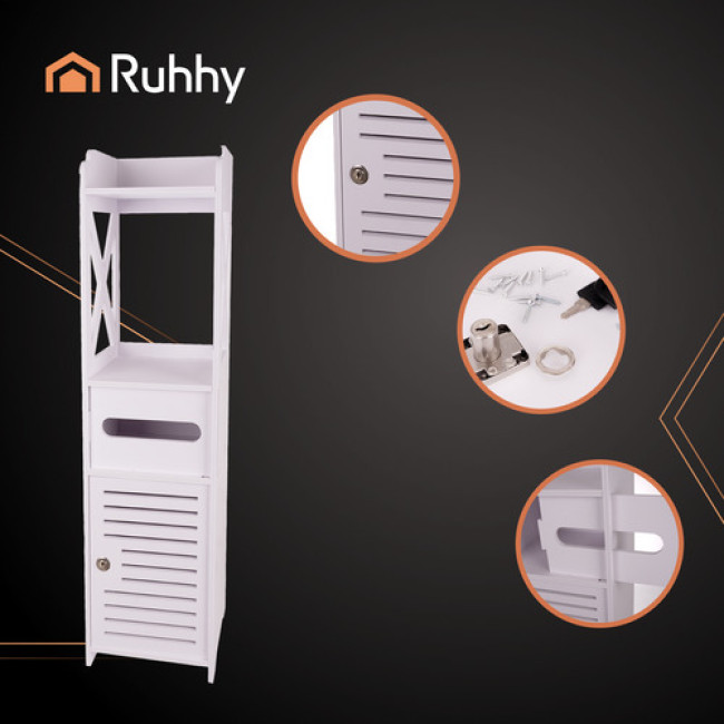 Окремостеїтельний шкаф для ванної кімнати колонная полка білого кольору Ruhhy 25763/n