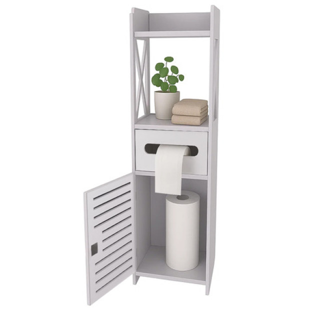 Окремостеїтельний шкаф для ванної кімнати колонная полка білого кольору Ruhhy 25763/n