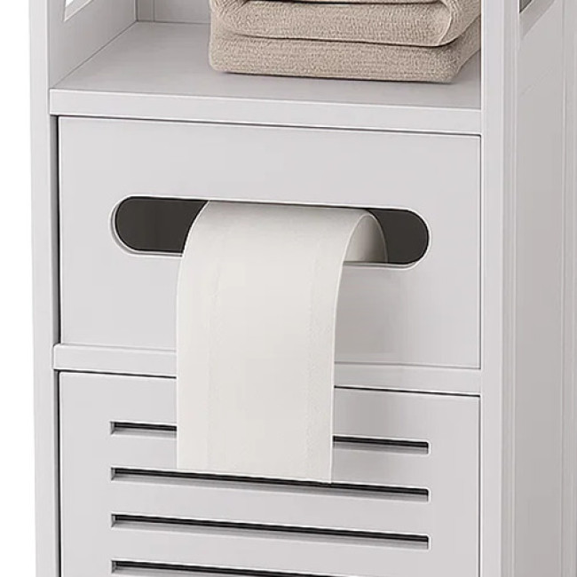 Окремостеїтельний шкаф для ванної кімнати колонная полка білого кольору Ruhhy 25763/n