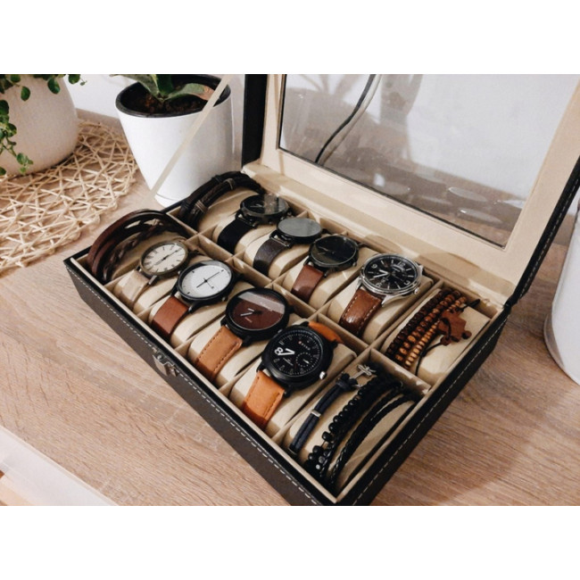 Органайзер для годинників, браслетів і прикрас Soulima 12 відділень 30.5 x 20.5 x 8 см (12534)