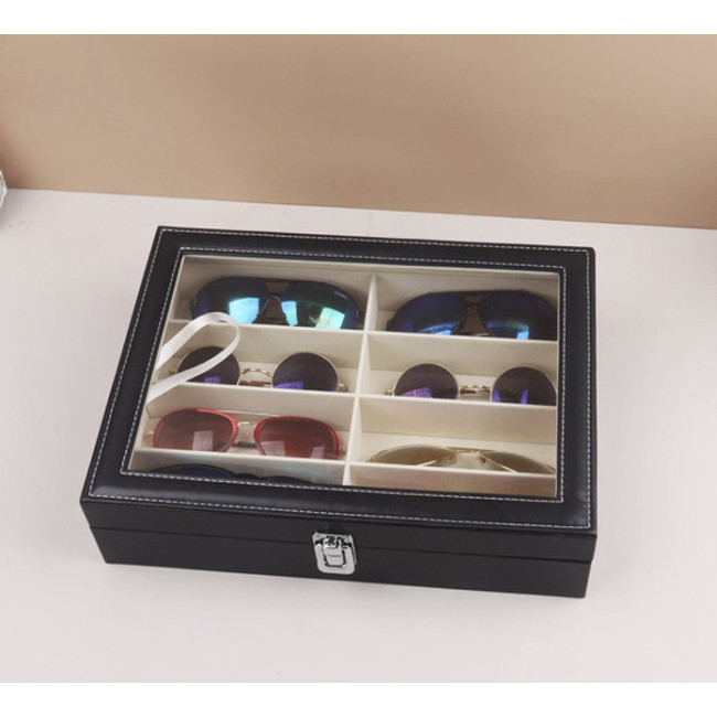 Органайзер шкатулка для зберігання окулярів Soulima 8 відділень 34 x 25 x 8 см Чорна (8512)