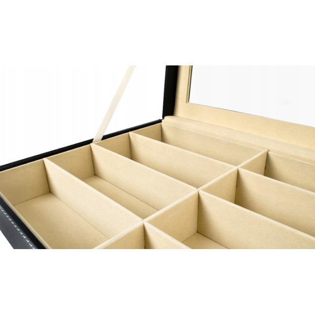 Органайзер шкатулка для зберігання окулярів Soulima 8 відділень 34 x 25 x 8 см Чорна (8512)