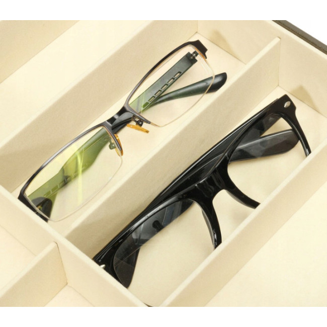 Органайзер шкатулка для зберігання окулярів Soulima 8 відділень 34 x 25 x 8 см Чорна (8512)