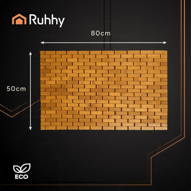Коврик для ванни кімнати бамбуковий Ruhhy водонепроникний, під душ 80 x 50 x 1 см (26048)