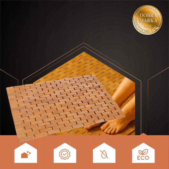 Коврик для ванни кімнати бамбуковий Ruhhy водонепроникний, під душ 80 x 50 x 1 см (26048)