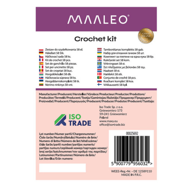 Набор для вязания крючком из 58 предметов Maaleo 25692