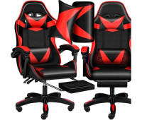 Кресло геймерское PLAYER с подставкой для ног и массажем Red/Black  (100001)