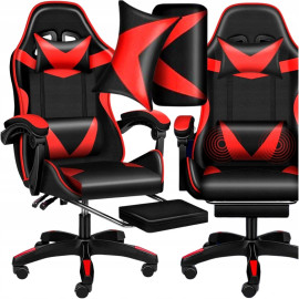 Кресло геймерское PLAYER с подставкой для ног и массажем Red/Black  (100001)