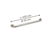 Поручень для людей с інвалідністю (МГН) прямий настінний INVO з нержавіючої сталі, L- 400 мм, D труби - 25 м